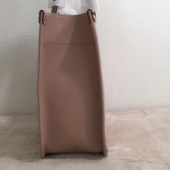 🆕 MICHAEL KORS “ Heidi” Semi-Lux Canvas Leather Signature Logo Large Tote Fawn - Picture 4 of 11